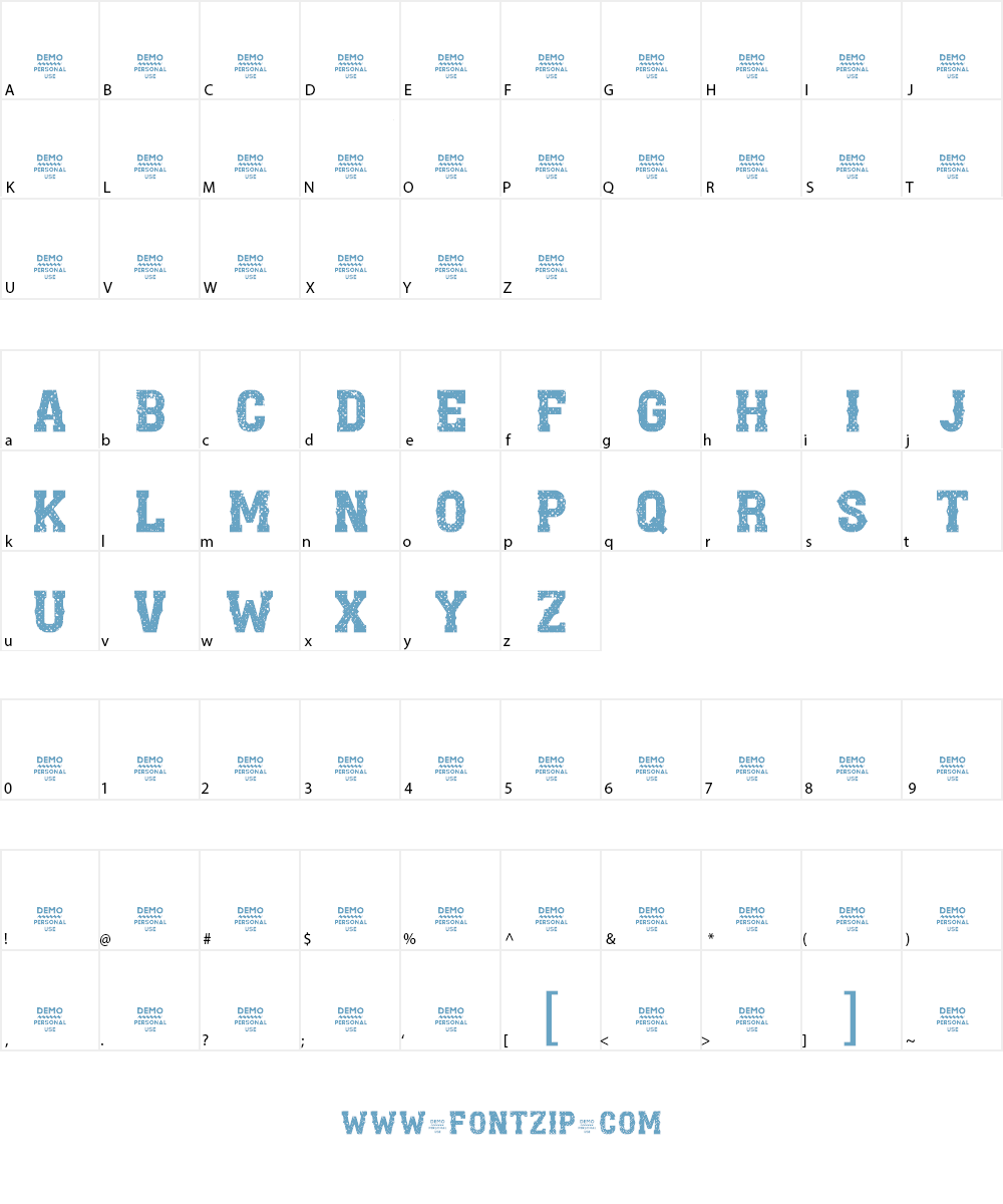 Zilap Combat Font Character